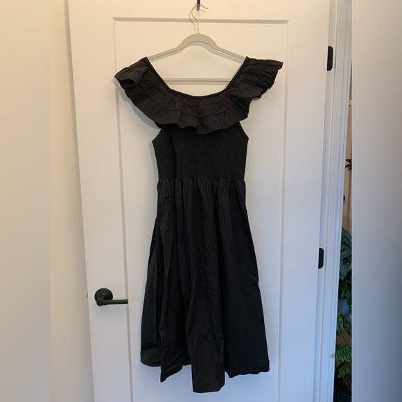 Hill House Akilah off the shoulder Nap Dress in Black - Picture 6 of 6